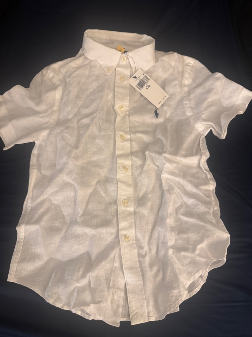 Ralph Lauren White Short-Sleeve Button-Down Shirt for Kids